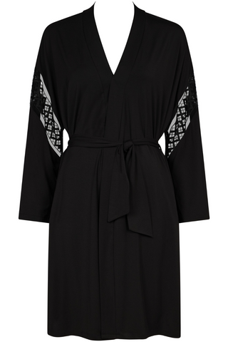 Aubade Black Modal Kimono with Embroidery Sweet Obsession