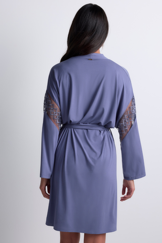 Aubade Blue Modal Short Kimono with Embroidery Sweet Obsession
