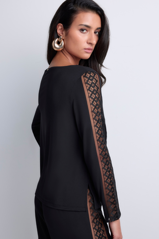 Aubade Black Modal Long Sleeve Top with Embroidery Sweet Obsession