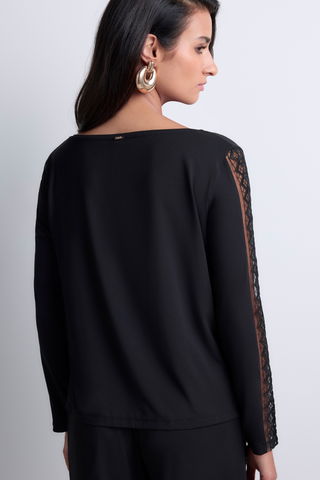Aubade Black Modal Long Sleeve Top with Embroidery Sweet Obsession