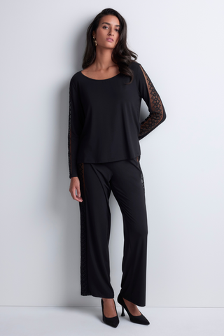Aubade Black Modal Long Sleeve Top with Embroidery Sweet Obsession