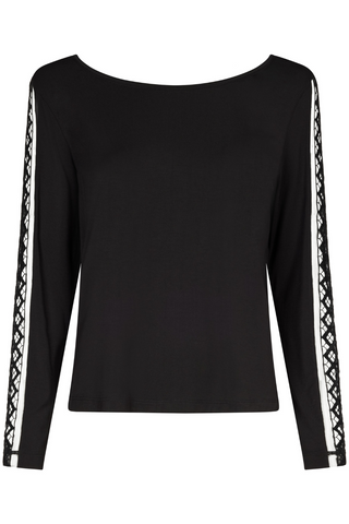 Aubade Black Modal Long Sleeve Top with Embroidery Sweet Obsession
