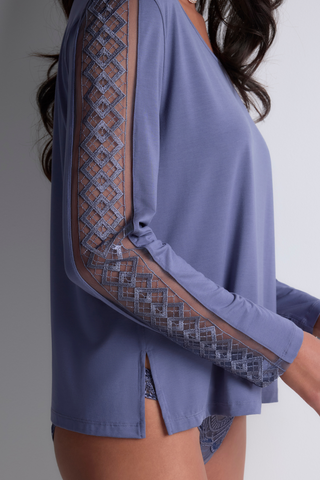Aubade Denim Modal Long Sleeve Top with Embroidery Sweet Obsession