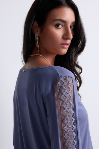 Aubade Denim Modal Long Sleeve Top with Embroidery Sweet Obsession