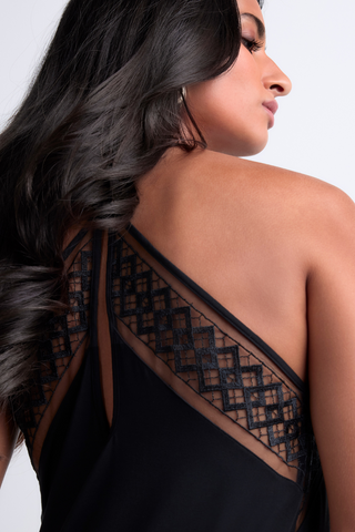 Aubade Black Modal Short Nightie with Embroidery Sweet Obsession