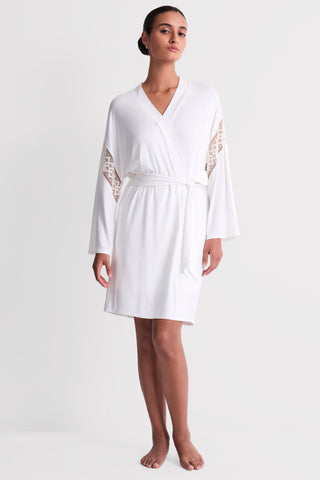 Aubade Ivory Modal Kimono with Embroidery - Sweet Obsession