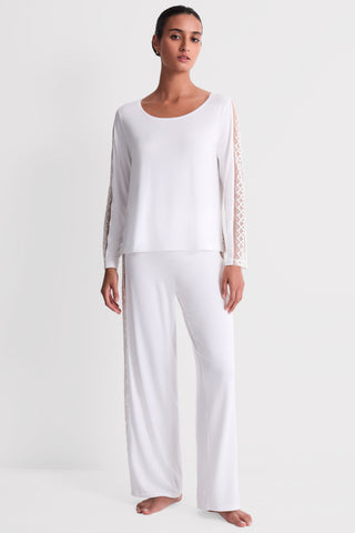 Aubade Ivory Modal Long Sleeve Top with Embroidery - Sweet Obsession