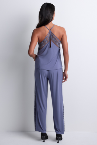 Aubade Blue Modal Trousers with Embroidery Sweet Obsession
