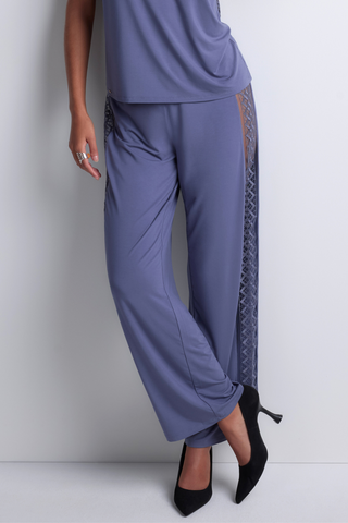 Aubade Blue Modal Trousers with Embroidery Sweet Obsession