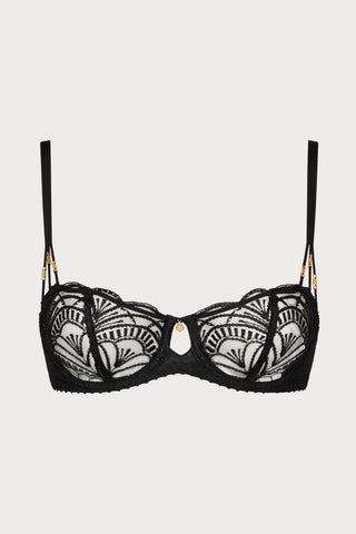Vibes Black Embroidery Half Cup Bra