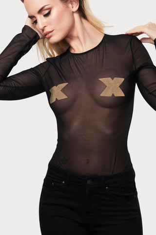 Bijoux Indiscrets Flash Glitter Cross Pasties Gold