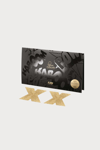 Bijoux Indiscrets Flash Glitter Cross Pasties Gold