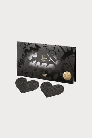 Bijoux Indiscrets Flash Glitter Heart Pasties Black