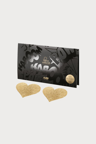Bijoux Indiscrets Flash Glitter Heart Pasties Gold