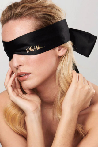 Bijoux Indiscrets Shhh Black Satin Blindfold/Restraints
