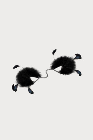 Bijoux Indiscrets Za Za Zu Feather Handcuffs Black & Silver