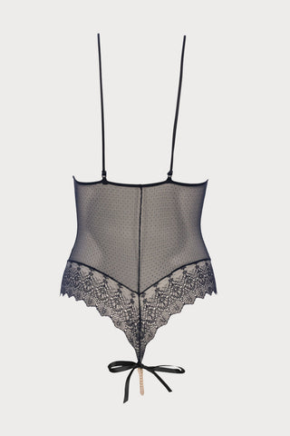 Geneva Pearl Lace Bodysuit Black