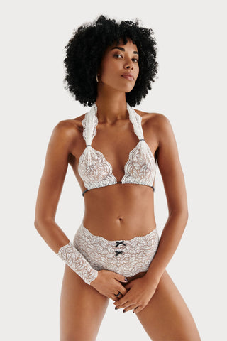Bracli Paris White Bralette with Dark Pearls