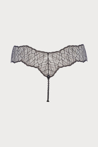 Sydney Daisy Dark Double Pearl Thong in Black