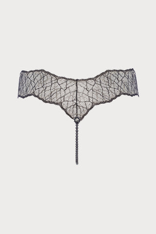 Sydney Daisy Dark Single Pearl Thong in Black