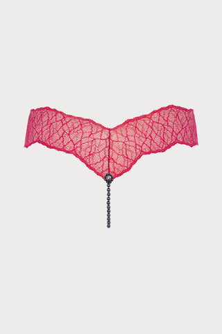 Sydney Daisy Dark Single Pearl Thong Red