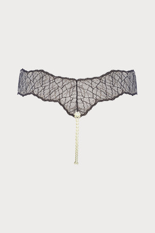 Sydney Daisy Double Pearl Thong in Black