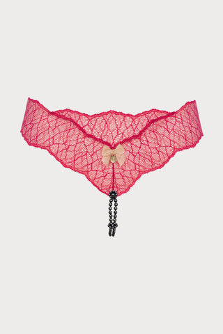 Sydney Daisy Dark Double Pearl Thong in Red