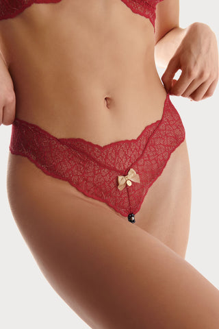 Bracli Sydney Daisy Dark Double Pearl Thong Red
