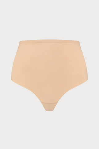 Beige Sculpting Mid Waist Thong
