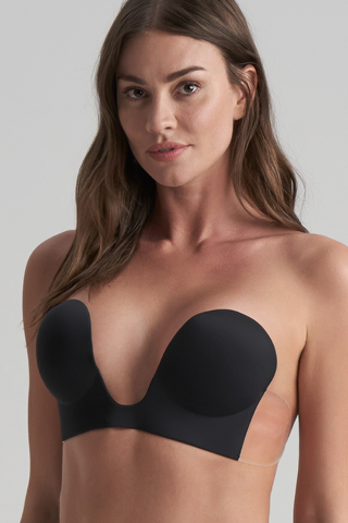 Bye Bra Seamless U-Style Adhesive Bra Black, Size B (UK 34B-36A-38A) - Naughty Knickers