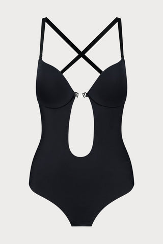 Black Sensual Low Back Thong Bodysuit