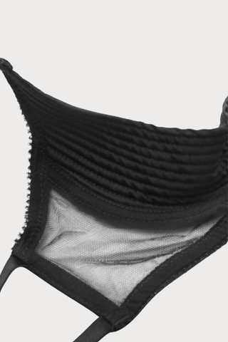 Cadolle Chic Satin & Mesh Quarter Cup Bra in Black - Naughty Knickers