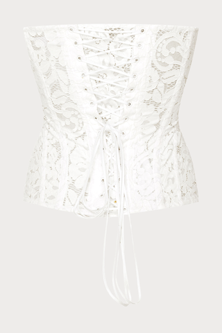 Cadolle Cleves White Cotton Lace Corset - Naughty Knickers