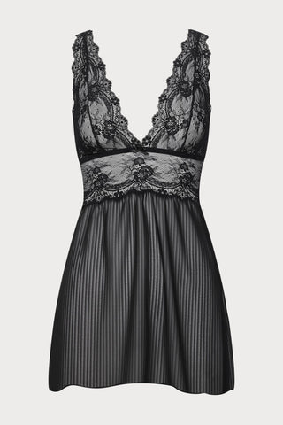 Cadolle Grace Lace & Striped Chiffon Nightie, Size S (UK 10) - Naughty Knickers