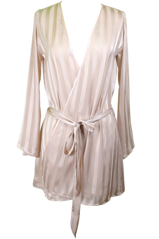 Cadolle Nude Striped Chiffon Robe - Luxury Loungewear