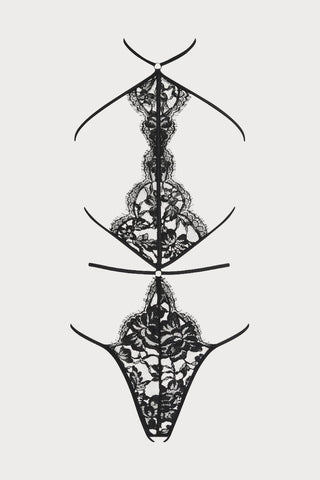 Coco de Mer Aphrodite Open Playsuit Black