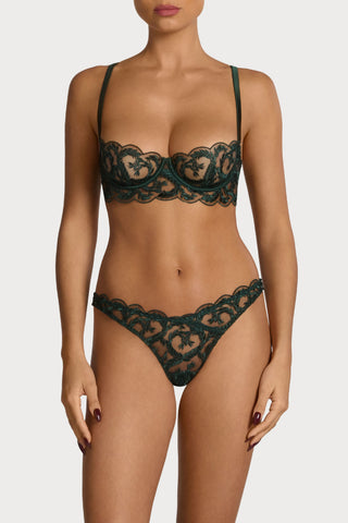 Coco de Mer Arletta Skirted Thong Emerald