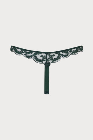 Coco de Mer Arletta Skirted Thong Emerald