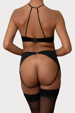 Coco de Mer Athena Open Suspender Knicker Black