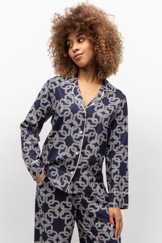 Cyberjammies Avery Chain Print Pyjama Top Navy