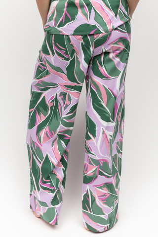 Cyberjammies Lexi Leaf Print Wide Leg Pyjama Bottoms Lilac