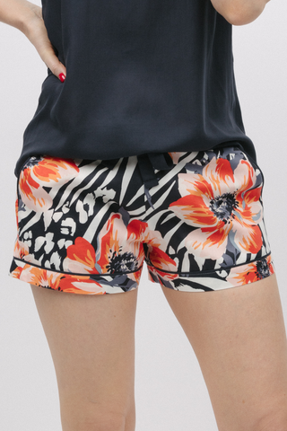 Cyberjammies Nicole Animal Floral Print Shorts Charcoal Mix