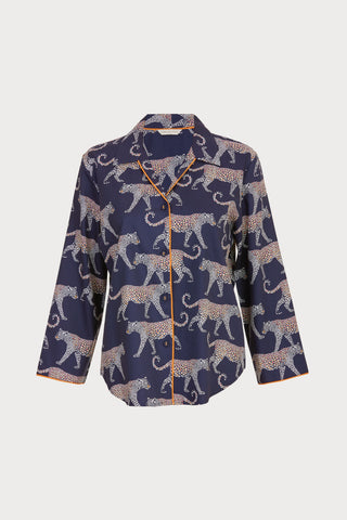 Taylor Leopard Print Long Sleeve Pyjama Top, Size UK 8