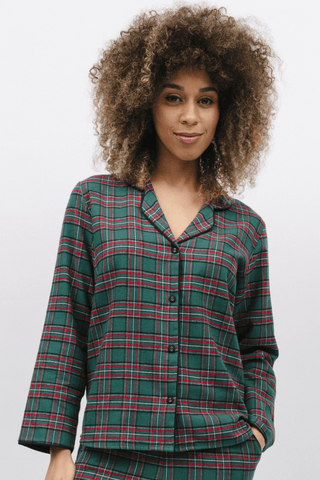 Cyberjammies Whistler Check Pyjama Top Green Mix