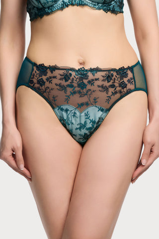 Dita Von Teese Victresse Foil High Waist Brief Kingfisher Blue