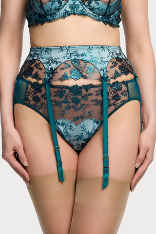 Dita Von Teese Victresse Foil Suspender Kingfisher Blue