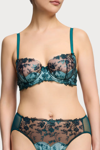 Dita Von Teese Victresse Foil Balconette Bra Kingfisher Blue