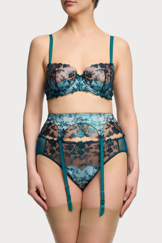 Dita Von Teese Victresse Foil Balconette Bra Kingfisher Blue