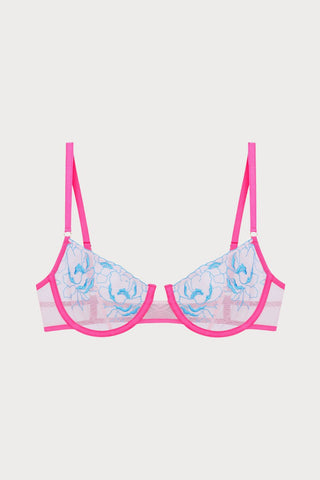 Audrey Floral Embroidery Underwire Bra in Light Pink