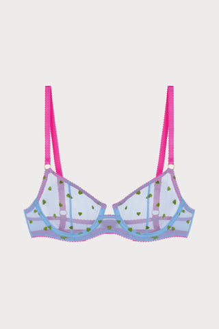 Betty Heart Embroidery Underwire Bra in Cornflower